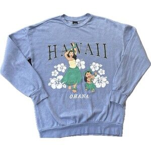 Disney Lilo And Stitch Hawaii Ohana Sweatshirt Pullover Gray Y2K, Size Small